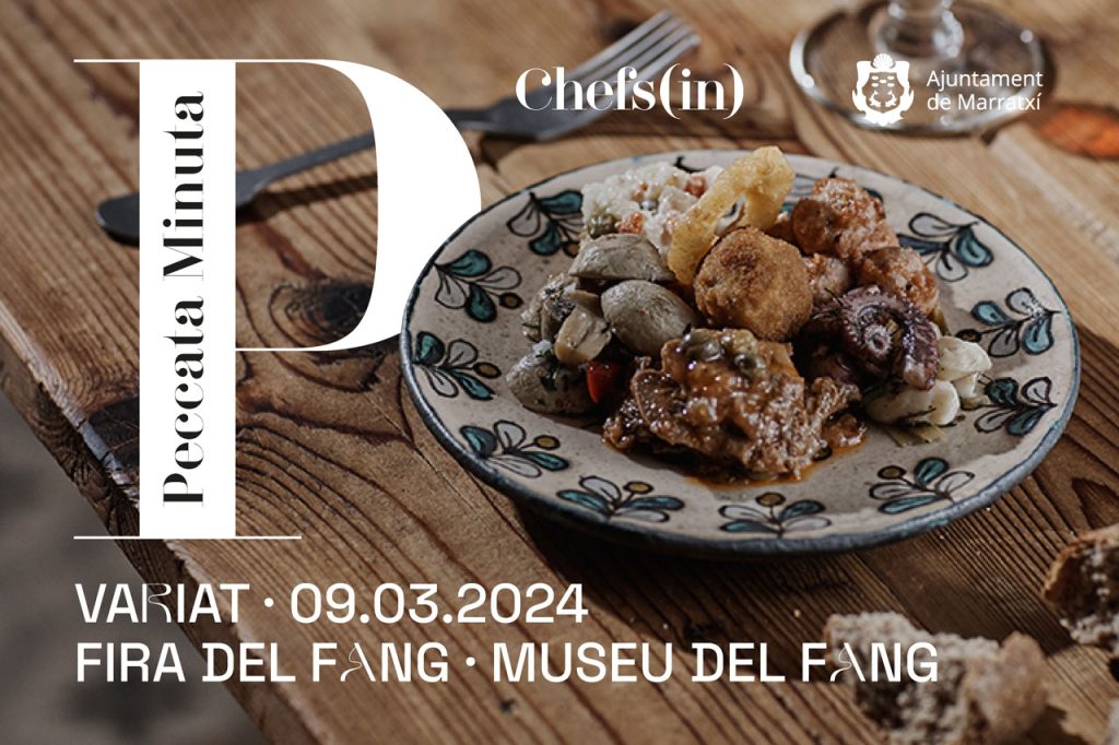 Sábado 9 de marzo, a las 12 horas.

Una edición muy especial del Peccata Minuta Edición Limitada en Mallorca. ¡No te pierdas la oportunidad! Plazas limitadas.

5 chefs elaborarán conjuntament un VARIAT mallorquí. Cada uno de ellos hará una de las recetas y te montarán un plato con todas ellas. Variat mallorquí, al estilo Chefs(in).