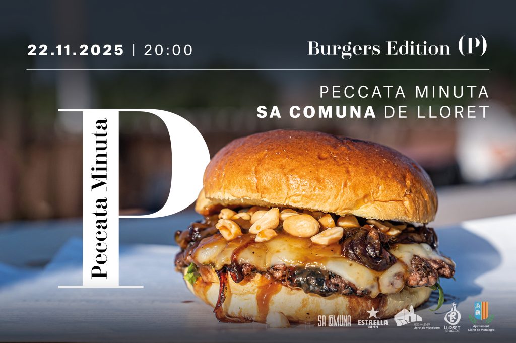 Sábado 22 de noviembre, a las 20 horas.

Una edición muy especial del Peccata Minuta Edición Limitada en Mallorca. ¡No te pierdas la oportunidad! Plazas limitadas.

4 hamburguesas de autor, con sus complementos, postre y dos bebidas.